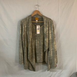 Ruby Red. gold blouse with gold peace’s on neck woman’s size medium